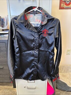 Thunderbird Black Satin Button-Up Jacket